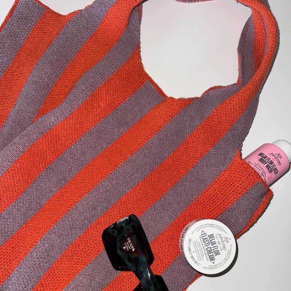 Anthropologie Knit Striped Tote